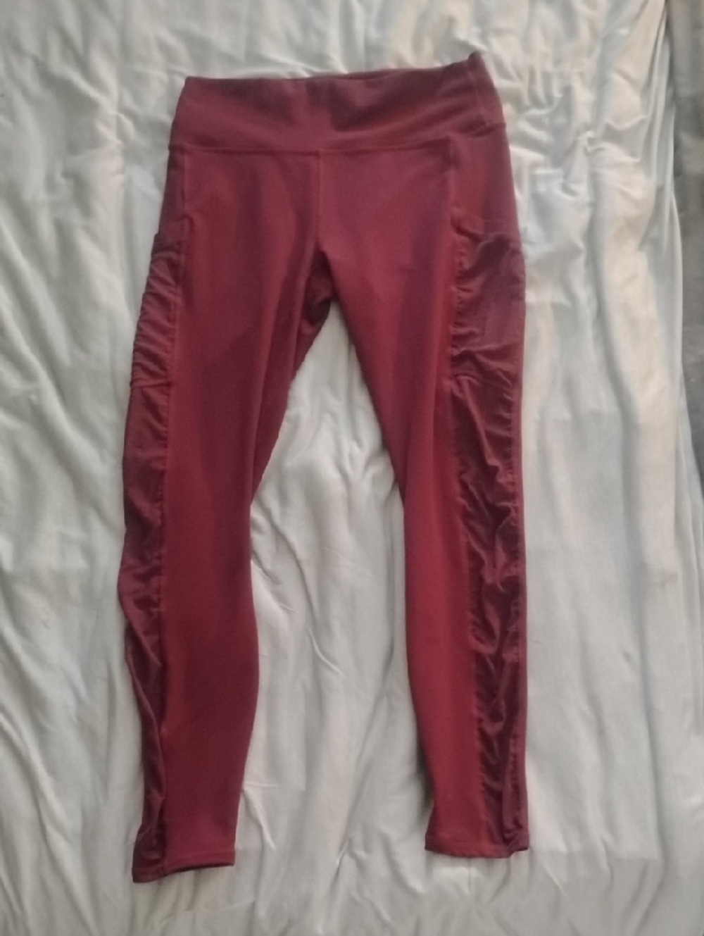 Fabletics Burgundy  Active Leggings with Side Ruching